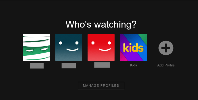 Pagina di selezione del profilo Netflix
