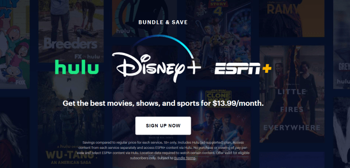 Halaman bundle Hulu, Disney +, dan ESPN +