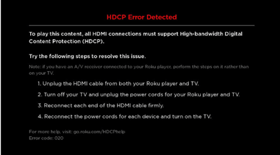 ralat HDCP roku
