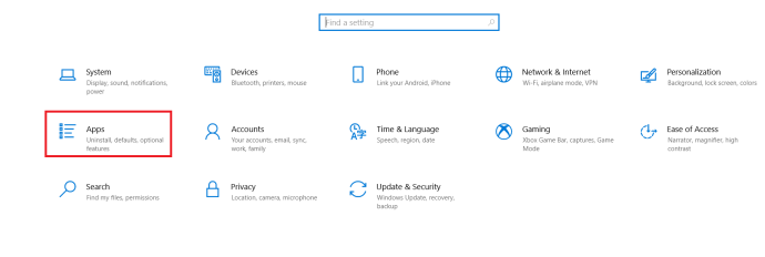Halaman Tetapan Windows 10