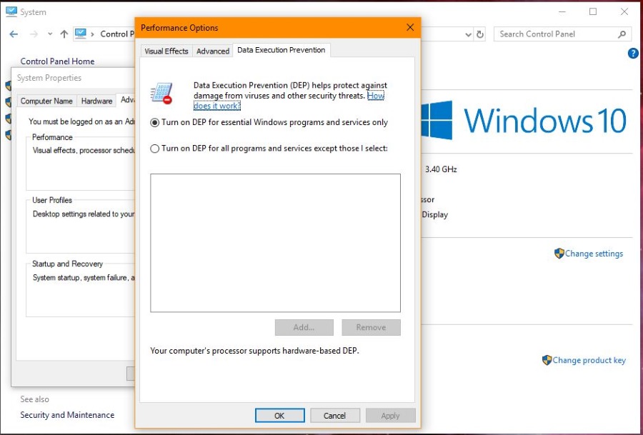Windows10コマンドラインでDEPを無効にする方法