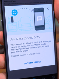 minta Alexa menghantar SMS