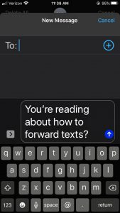 meneruskan teks ke e-mel di iOS