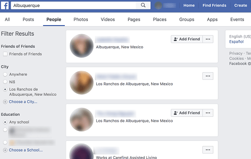 ค้นหาเพื่อนในเมืองที่ต้องการใน Facebook